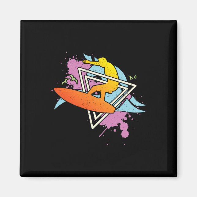 Imã Pranchista 80s 90s Vaporwave Prancha de Surfe (Frente)