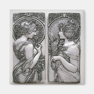 Imã Prata, Art nouveau, design, gêmeos femininos,Much