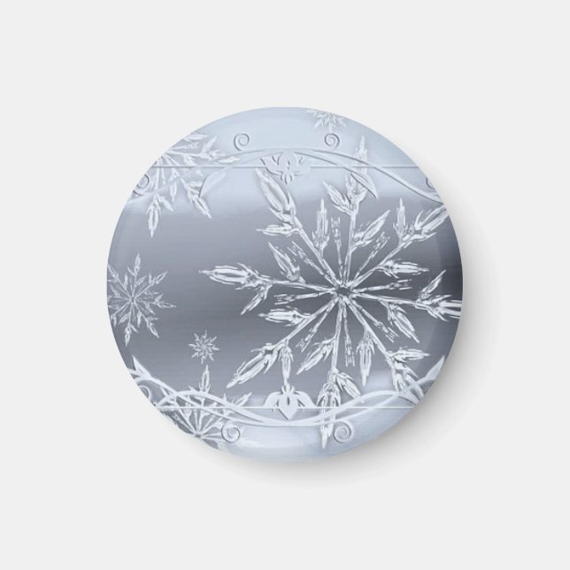 Imã Prata de Natal Perfeito Maravilhosa SNowflake (Frente)
