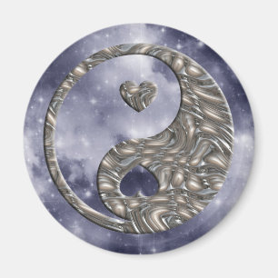Imã PRATA de Yin & de Yang/corações