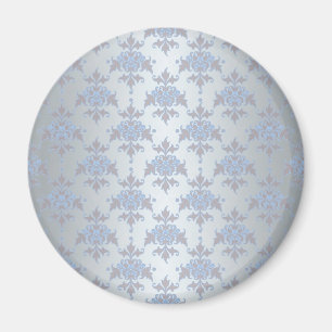 Imã Prata e Azul Claro Damask Fancy