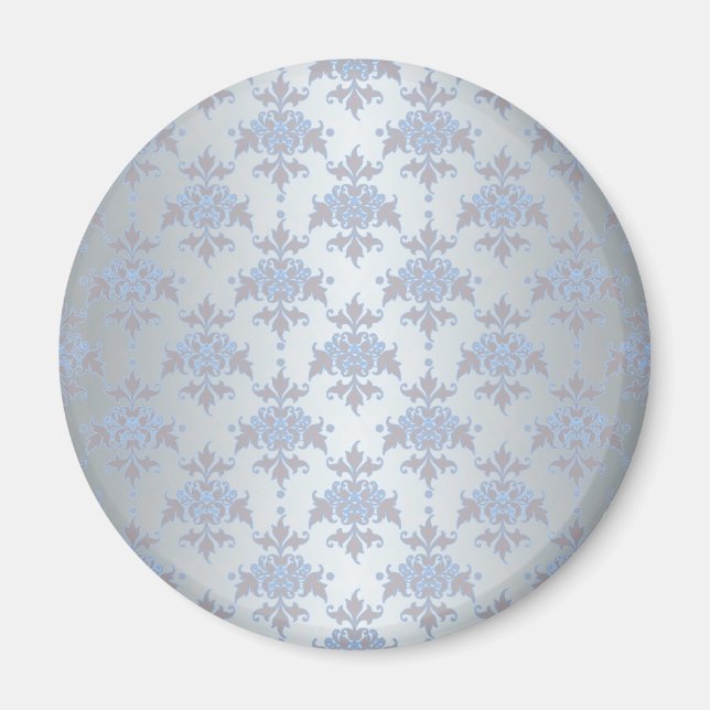 Imã Prata e Azul Claro Damask Fancy (Frente)