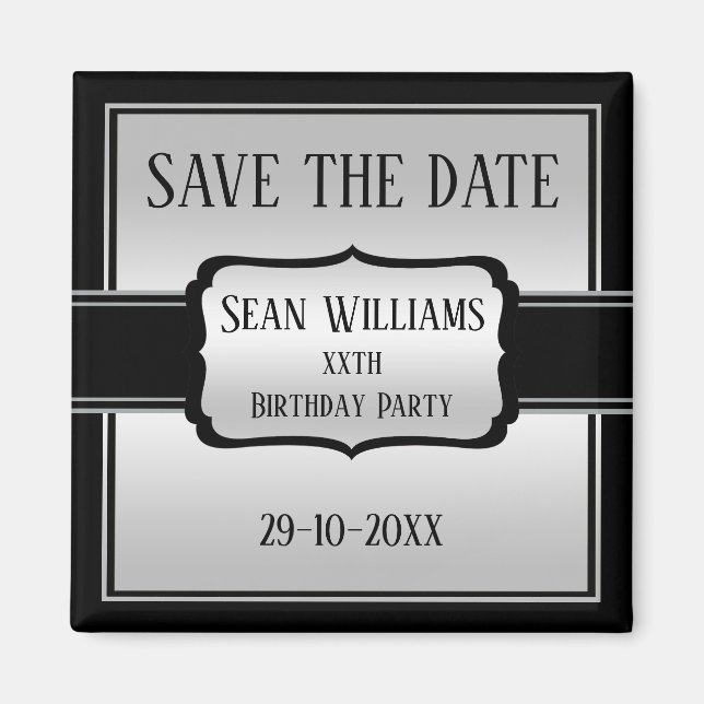 Imã Prata e preto do homem legante salvam a data (Frente)