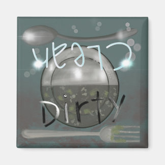 Imã Prata e utensílios para lavar louça sujos ou limpo