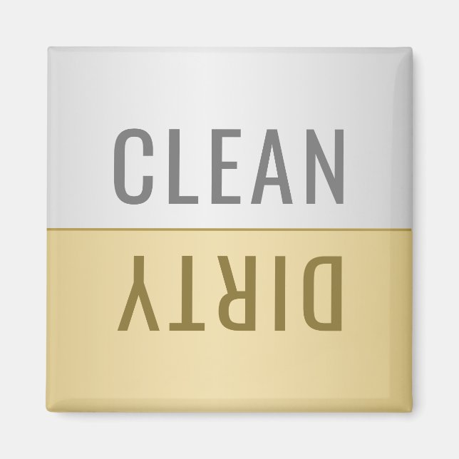 Imã Prata fina de lavadora de louça suja limpa Dourada (Frente)