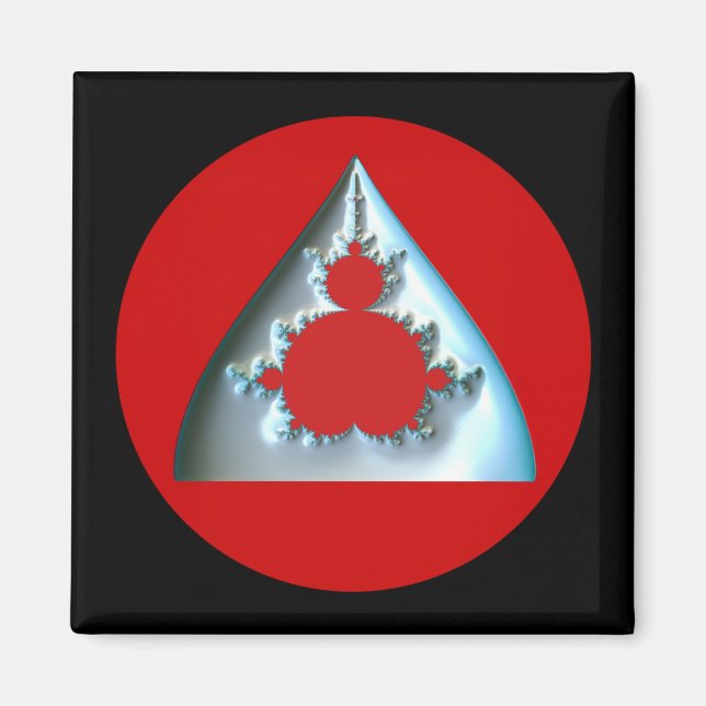 Imã Prata Gradiente Mandelbrot Em Círculo Vermelho (Frente)