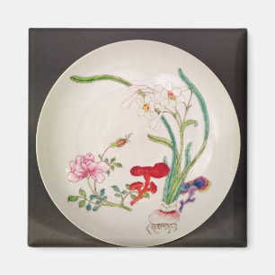Imã Prato de porcelana, decoração cor-de-rosa do