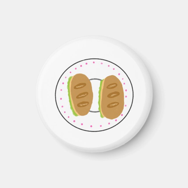 Imã Prato de Sanduíche de Mini Baguete Presente para A (Frente)
