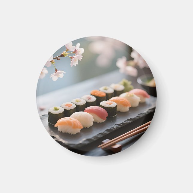 Imã Prato de Sushi Flor de Cerejeira (Frente)
