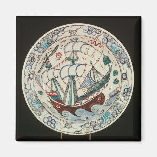 Imã Prato pintado com um navio