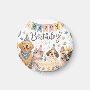 Imã Pratos de Papel Festivos de Aniversário com Cachor