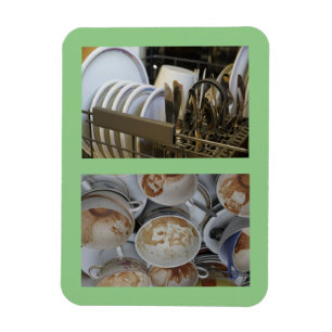Ímã Pratos limpos/sujos de 3" x 4" sem lavadora de tex