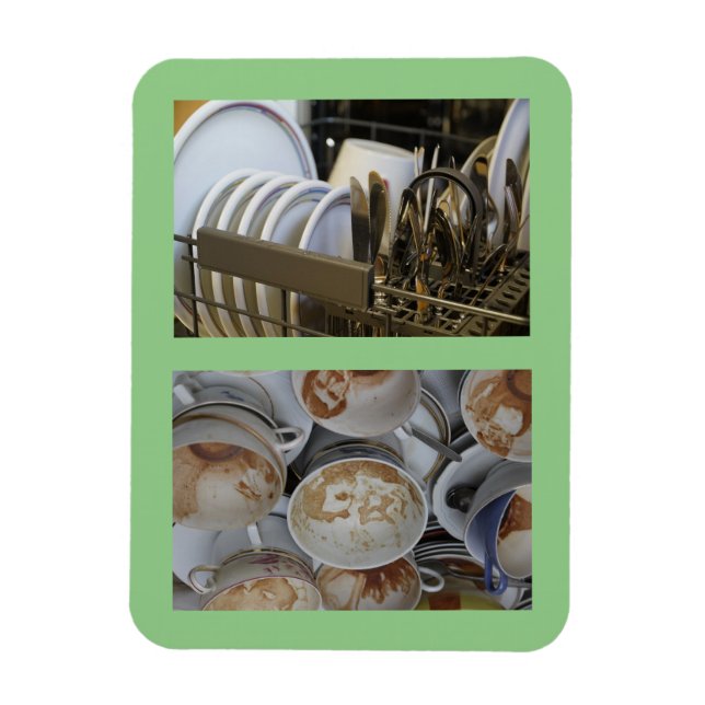 Ímã Pratos limpos/sujos de 3" x 4" sem lavadora de tex (Vertical)