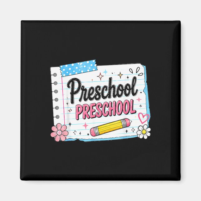 Imã Pré-escola de volta à escola para meninas rosa pré (Frente)