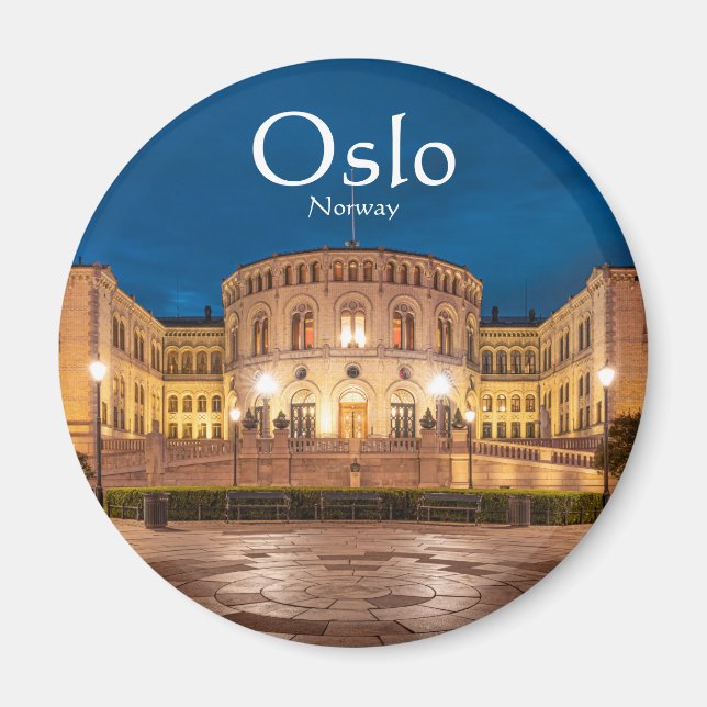 Imã Prédio de Tempestade de Oslo na Noruega à noite (Frente)