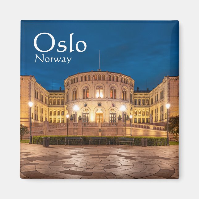 Imã Prédio de Tempestade de Oslo na Noruega à noite (Frente)