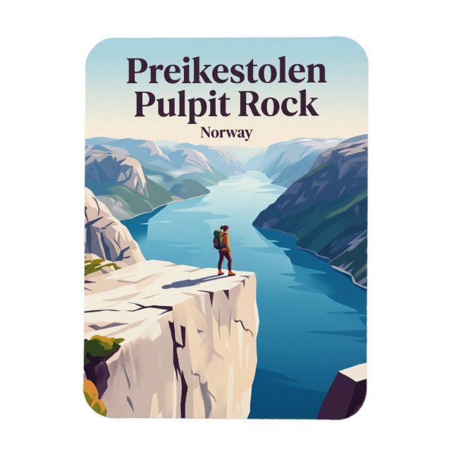 Ímã Preikestolen Pulpit Rock Noruega (Vertical)