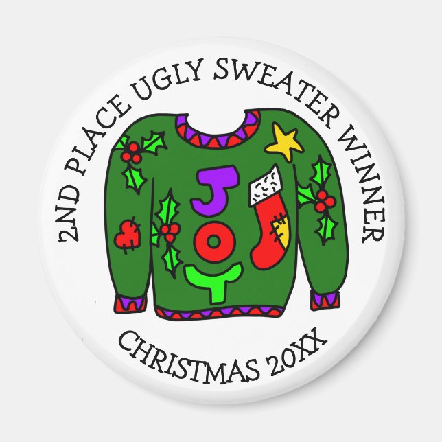 Imã Prêmio de Concurso Ugly Sweater, vencedor do segun (Frente)