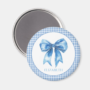 Imã Preppy Blue e White Gingham e Arco