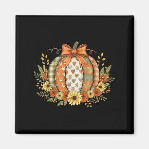 Imã Preppy Floral Outono Abóbora Renda Coquette Laço H
