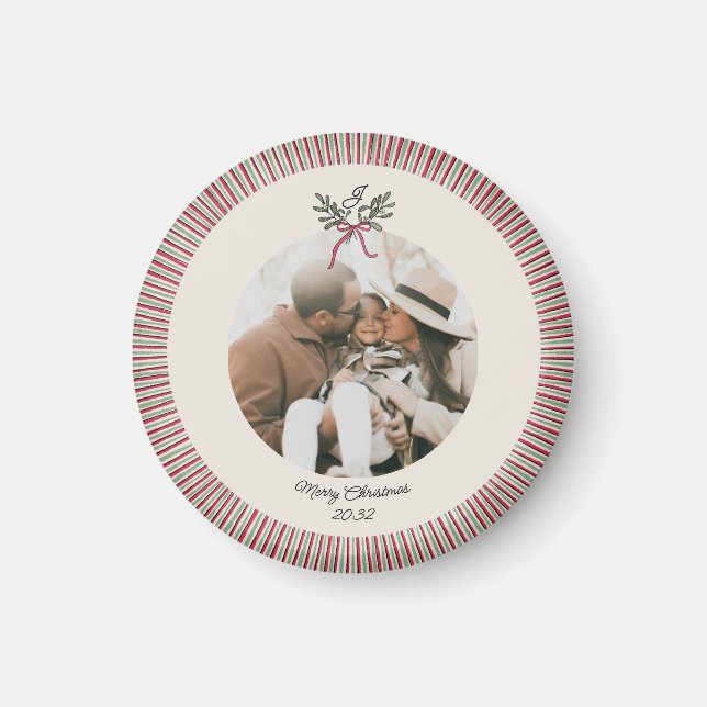 Imã Preppy Holiday Ornament Magnet with Photo  (Frente)