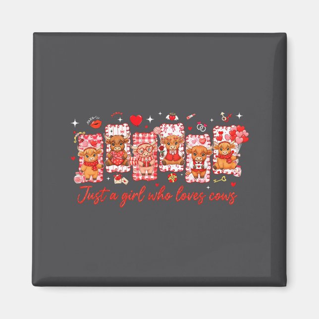 Imã Preppy Just A Girl Who Loves Cows Valentines Day A (Frente)