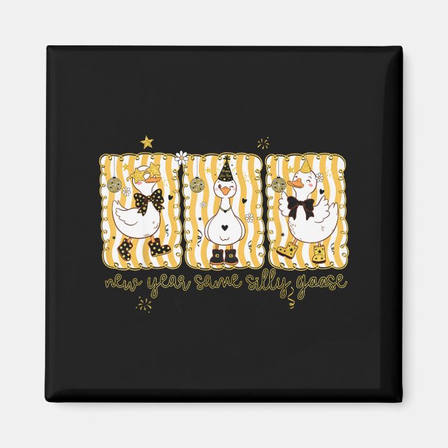 Imã Preppy New Year Same Silly Goose Coquette Bow Happ (Frente)