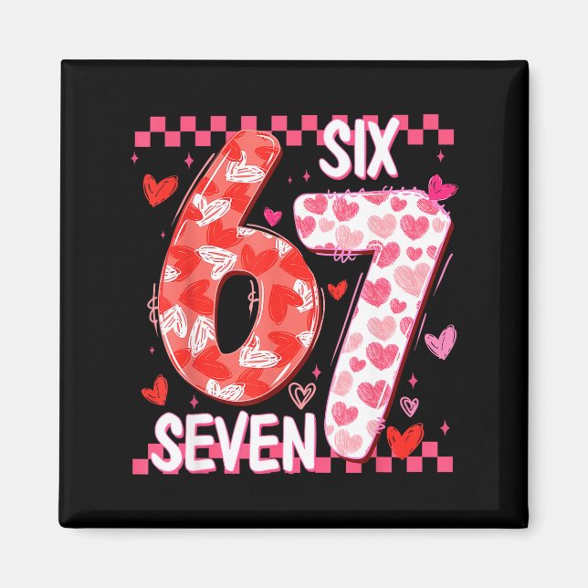 Imã Preppy Retro Coquette Bow 6 7 Six Seven Love Valen (Frente)