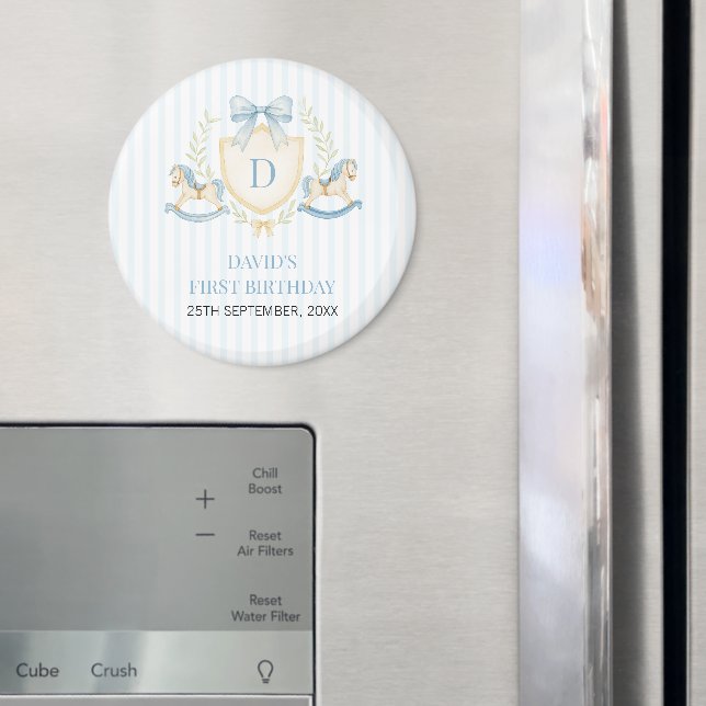 Imã Preppy Rocking Horse First Birthday (In Situ (Fridge))