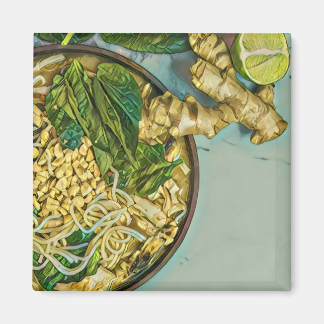 Imã Presente de amante de macarrão (Frente)