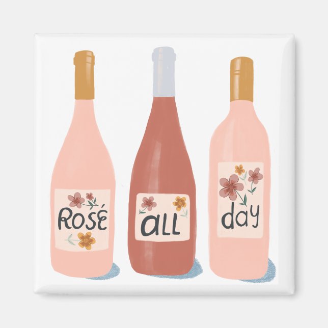 Imã presente de amantes de vinho do rosa All Day (Frente)