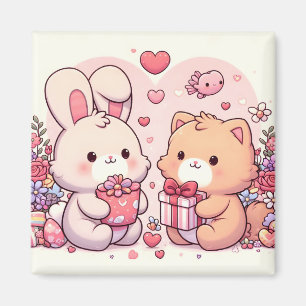 Imã Presente de Amor de Urso de Coelhinho Kawaii Fofo