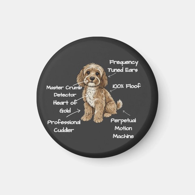 Imã Presente de Anatomia Fofa de um Amante de Cachorro (Frente)