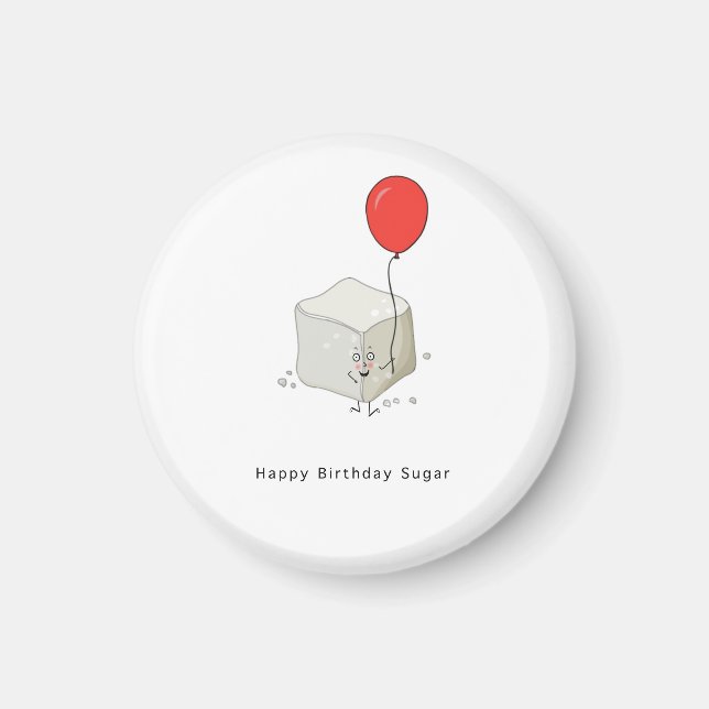 Imã Presente de aniversário, açúcar de feliz aniversár (Frente)