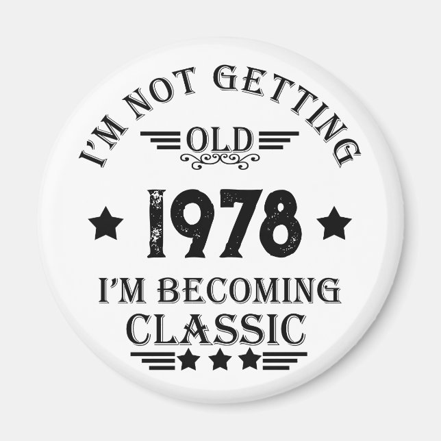 Imã presente de aniversário de vintage personalizado (Frente)