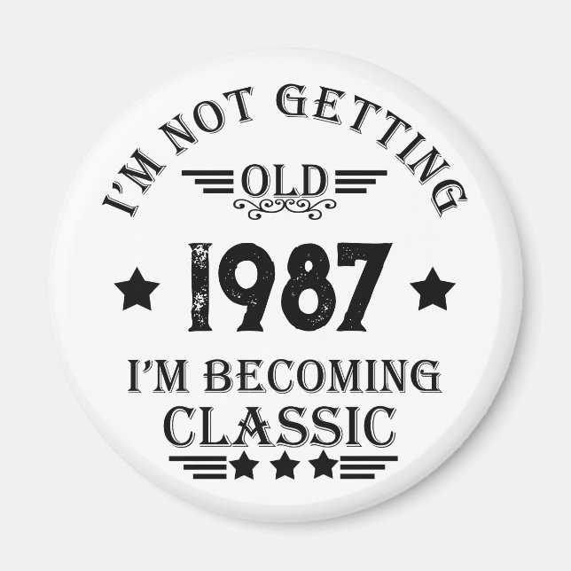 Imã presente de aniversário de vintage personalizado (Frente)