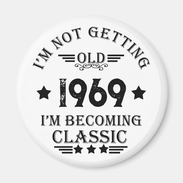 Imã presente de aniversário de vintage personalizado (Frente)