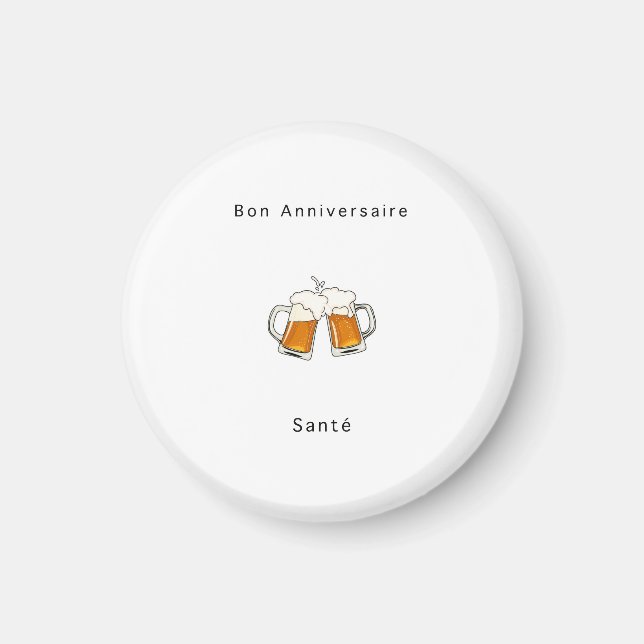 Imã Presente de aniversário francês, Feliz Aniversário (Frente)