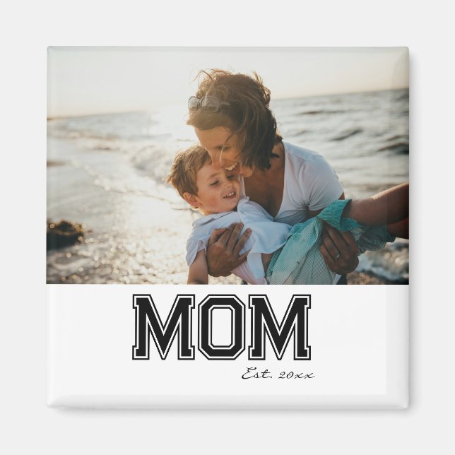 Imã Presente de aniversário 'Mom Est' Dia das Mães Fot (Frente)
