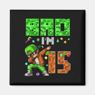 Imã Presente de aniversário no estilo Pixel Dab Gamer 