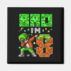Imã Presente de aniversário no estilo Pixel Dab Gamer 