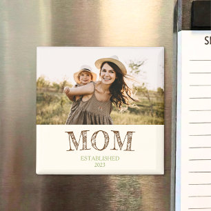 Imã Presente de Ano de Nome de Mãe Estabelecida Rústic