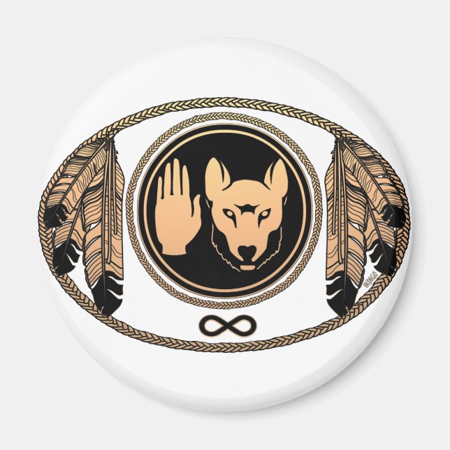 Imã Presente de Arte Nativa do Lobo das Primeiras Naçõ (Frente)