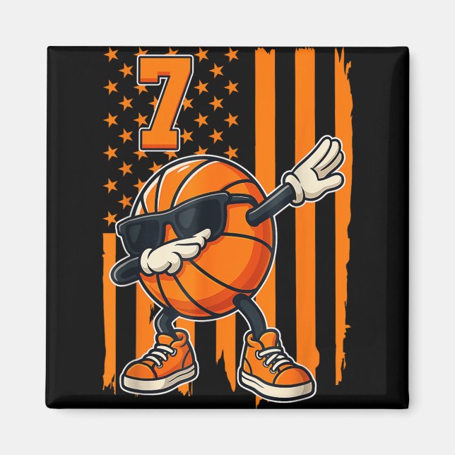 Imã Presente de Bandeira Americana de Basquete - 7 de  (Frente)