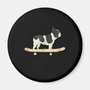 Imã presente de cachorrinho francês de skate engraça