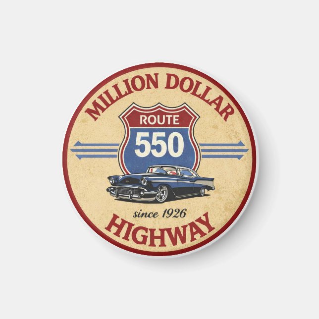 Imã Presente de carro clássico da Million Dollar Highw (Frente)