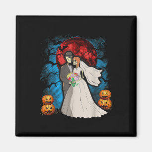 Imã Presente de Casamento de Halloween Esqueleto Casal
