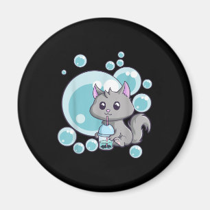Imã Presente de Chá de Bolha de Gato   Boba Tea Cats 
