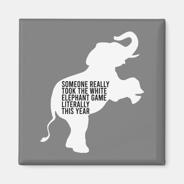 Imã Presente de Elefante Branco Literalmente Pior (Frente)