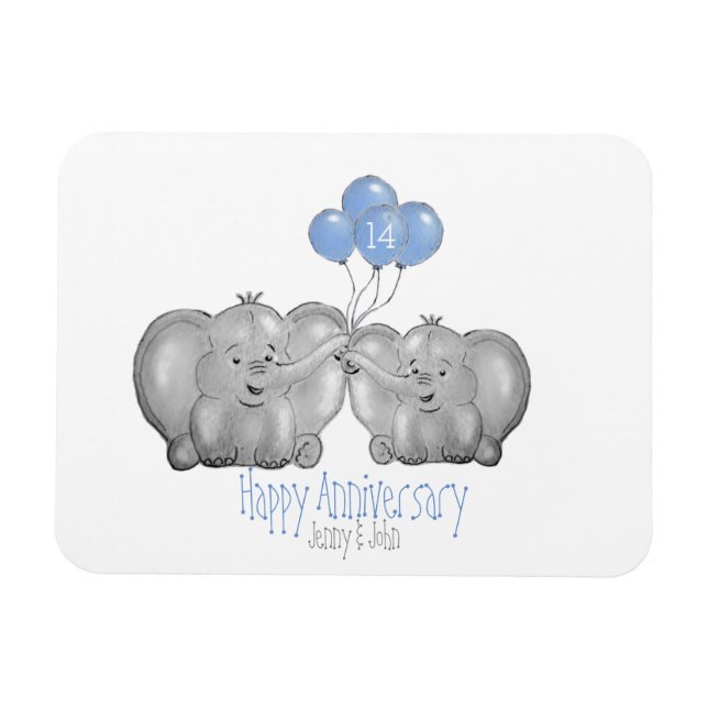 Ímã presente de elefante do aniversário de casamento d (Horizontal)